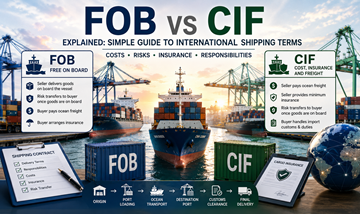 Sammenligning mellom FOB- og CIF-fraktvilkår med containerskip, godstransport og internasjonal logistikk